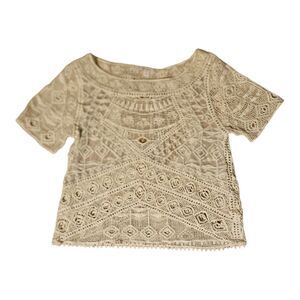 Ella Moss XS White Crotchet Lace Short Sleeve Shirt